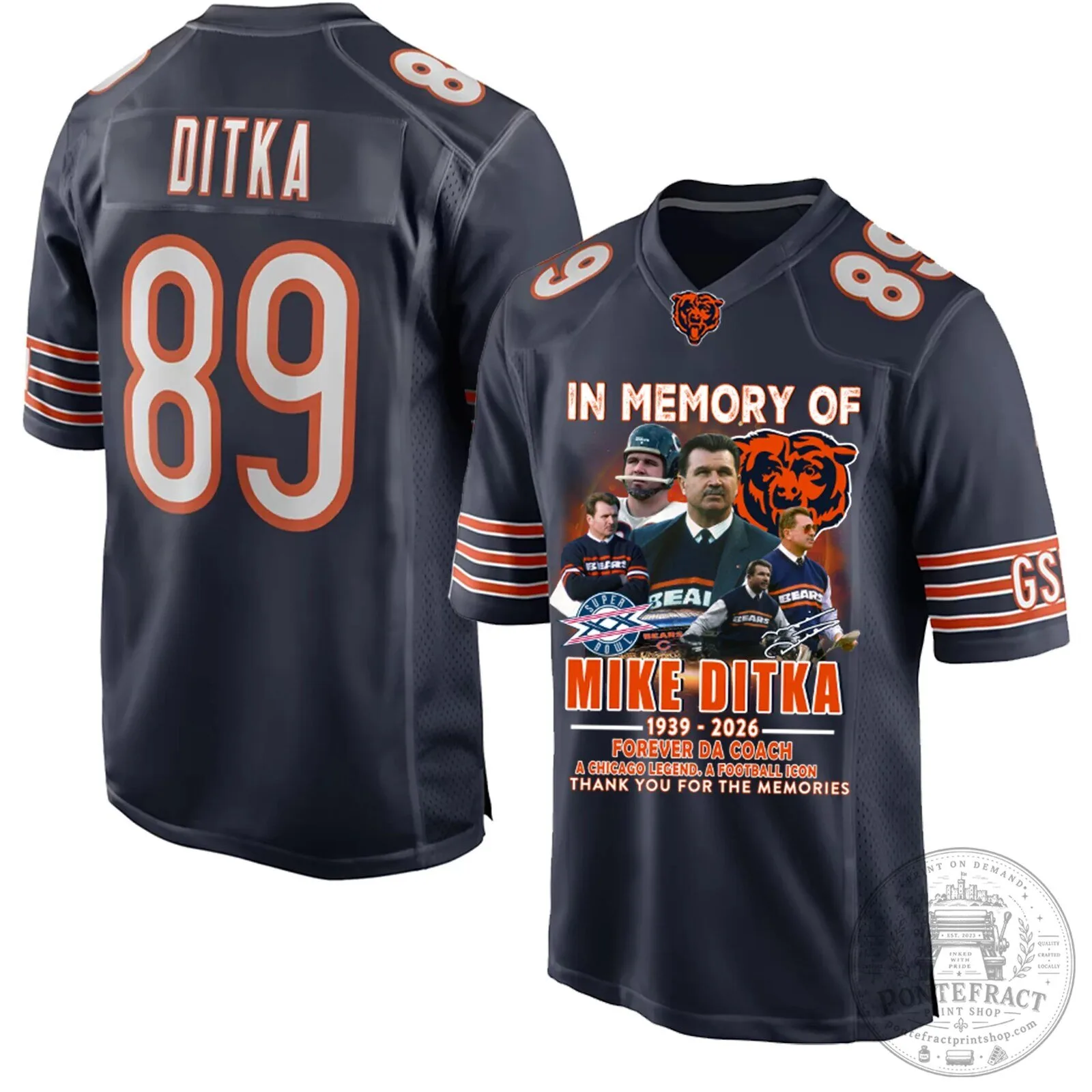Mike Ditka Chicago Bears Football Jersey - In Memory of Coach Ditka