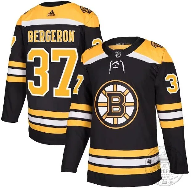 Boston Bruins Patrice Bergeron Black and Gold Adidas Hockey Jersey