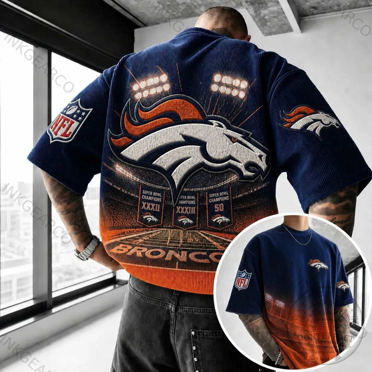 Denver Broncos NFL Super Bowl Champions Corduroy Short-Sleeve Shirt