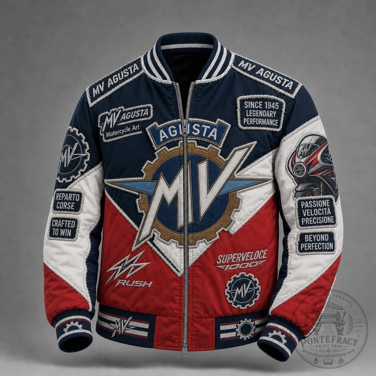 MV Agusta Motorcycle Art Superveloce 10007 Legendary Performance Bomber Jacket