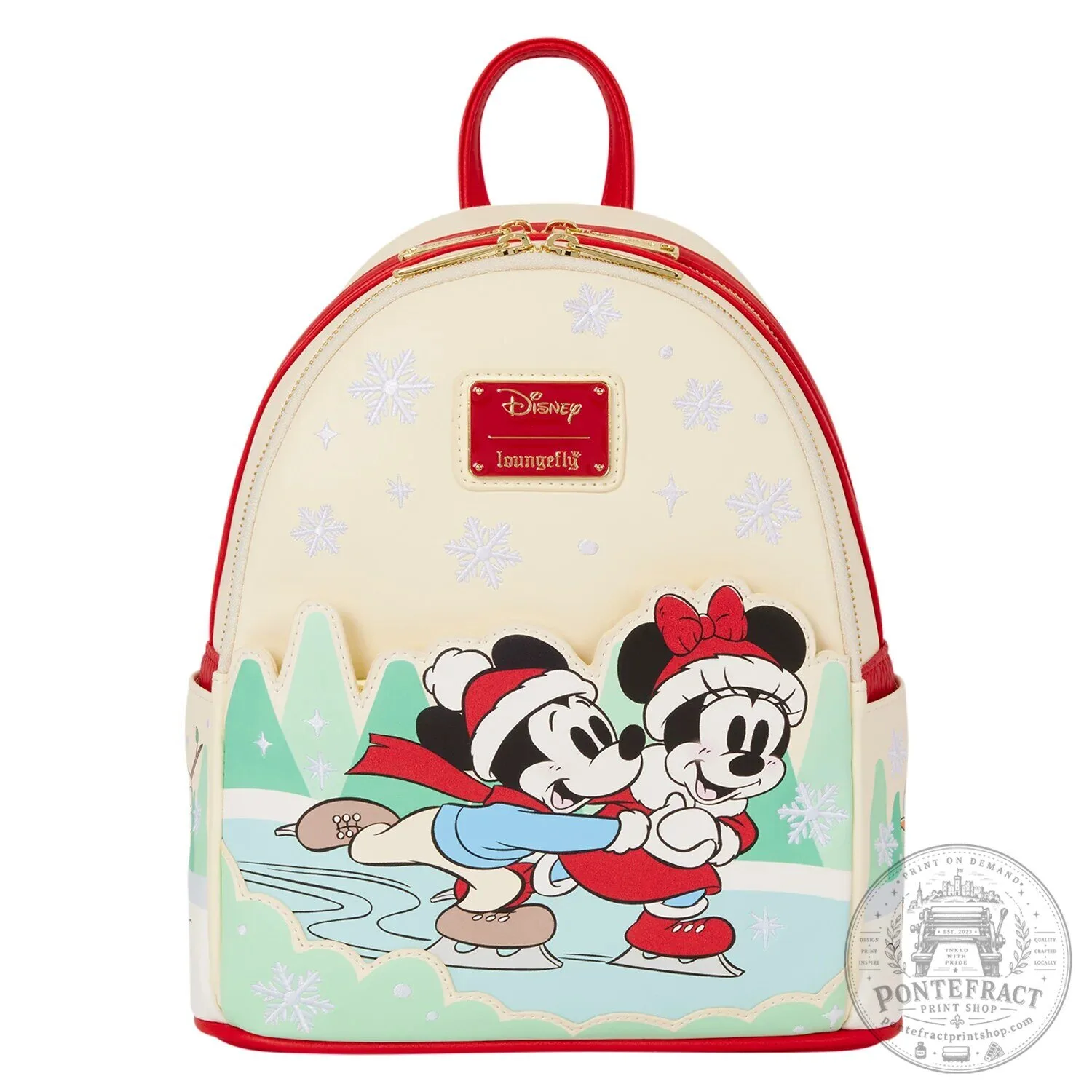 Disney Mickey and Minnie Mouse Ice Skating Christmas Mini Backpack