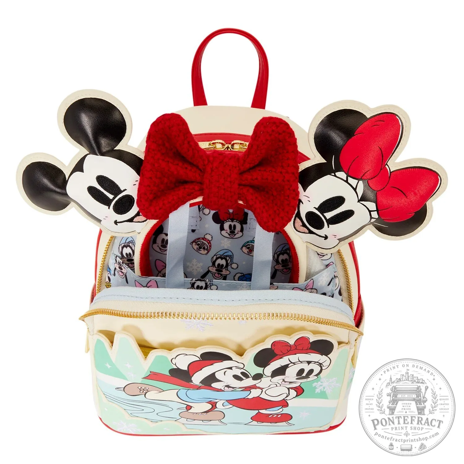 Disney Mickey and Minnie Mouse Ice Skating Christmas Mini Backpack 12 Disney Mickey and Minnie Mouse Ice Skating Christmas Mini Backpack