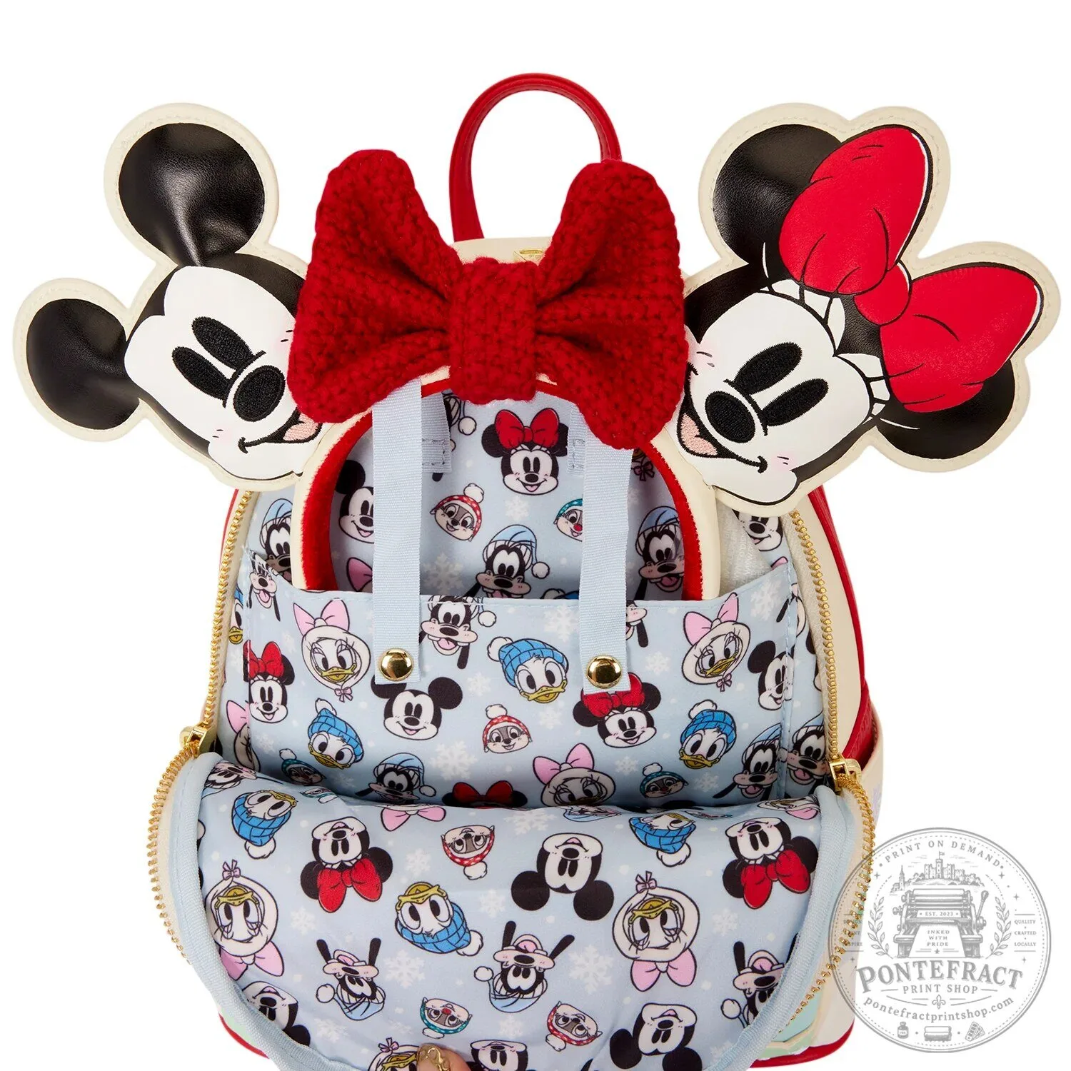 Disney Mickey and Minnie Mouse Ice Skating Christmas Mini Backpack 13 Disney Mickey and Minnie Mouse Ice Skating Christmas Mini Backpack