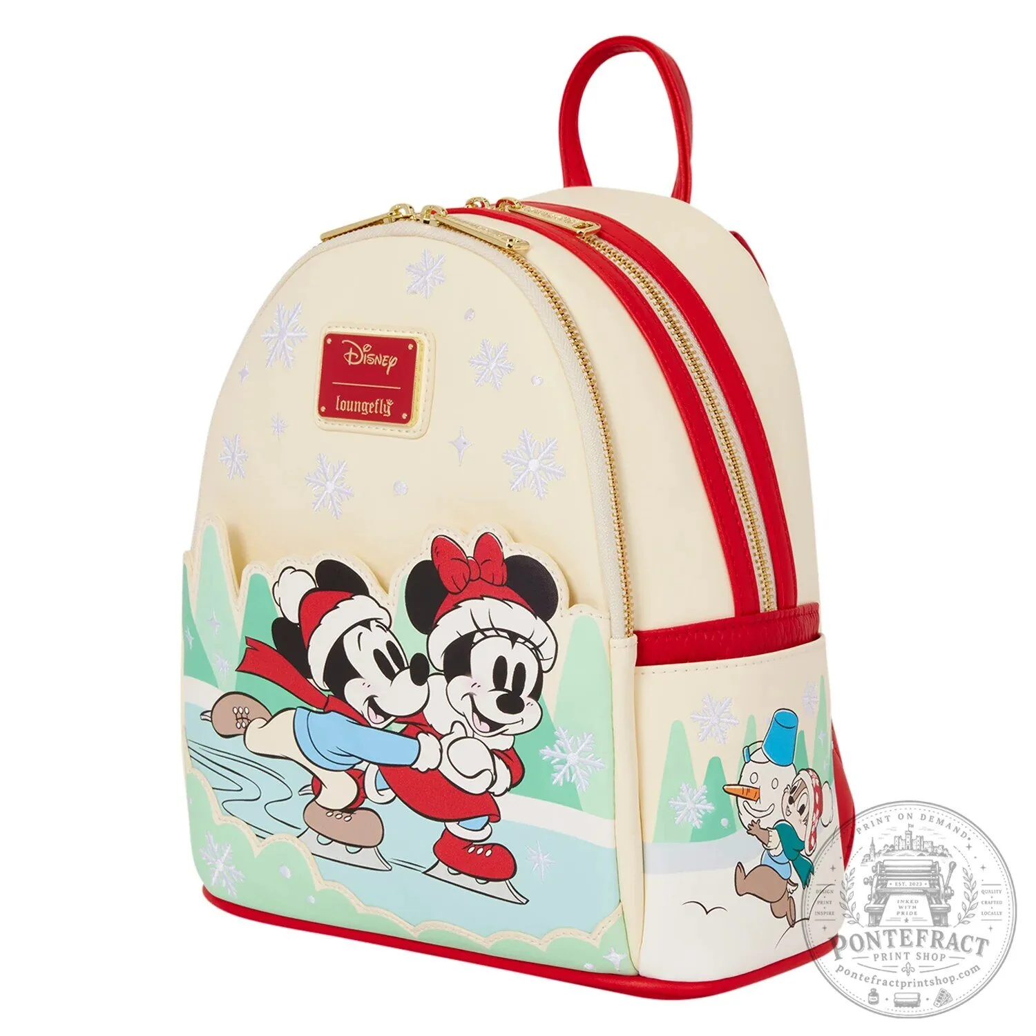 Disney Mickey and Minnie Mouse Ice Skating Christmas Mini Backpack 16 Disney Mickey and Minnie Mouse Ice Skating Christmas Mini Backpack