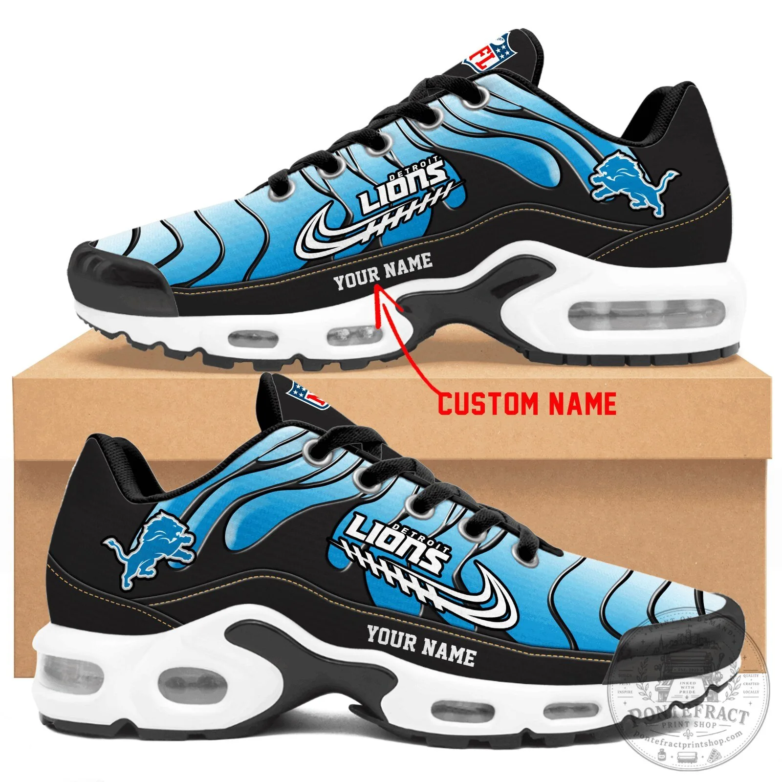 Custom Air Max Style Running Shoes Featuring Detroit Lions Design 2 Custom Air Max Style Running Shoes Featuring Detroit Lions Design