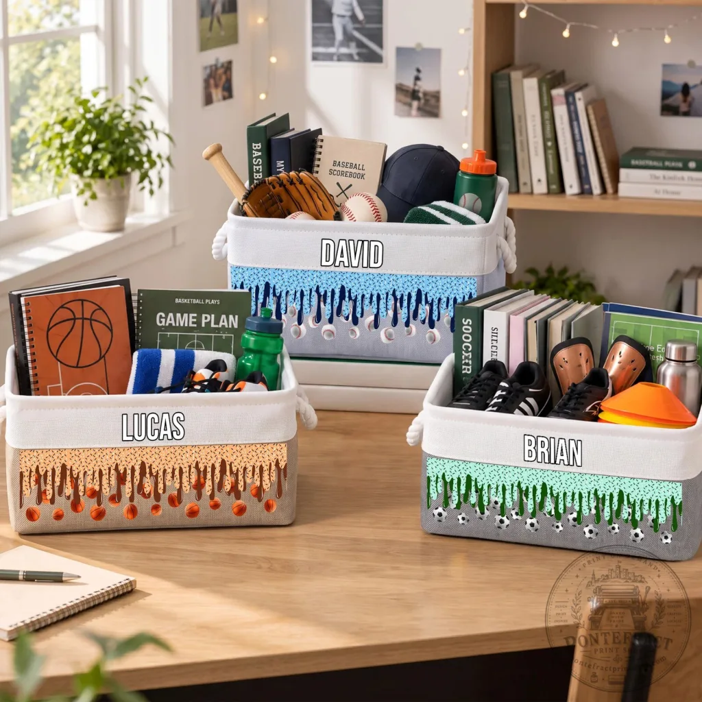 Personalized Sports Theme Drip Design Storage Basket Personalized Sports Theme Drip Design Storage Basket