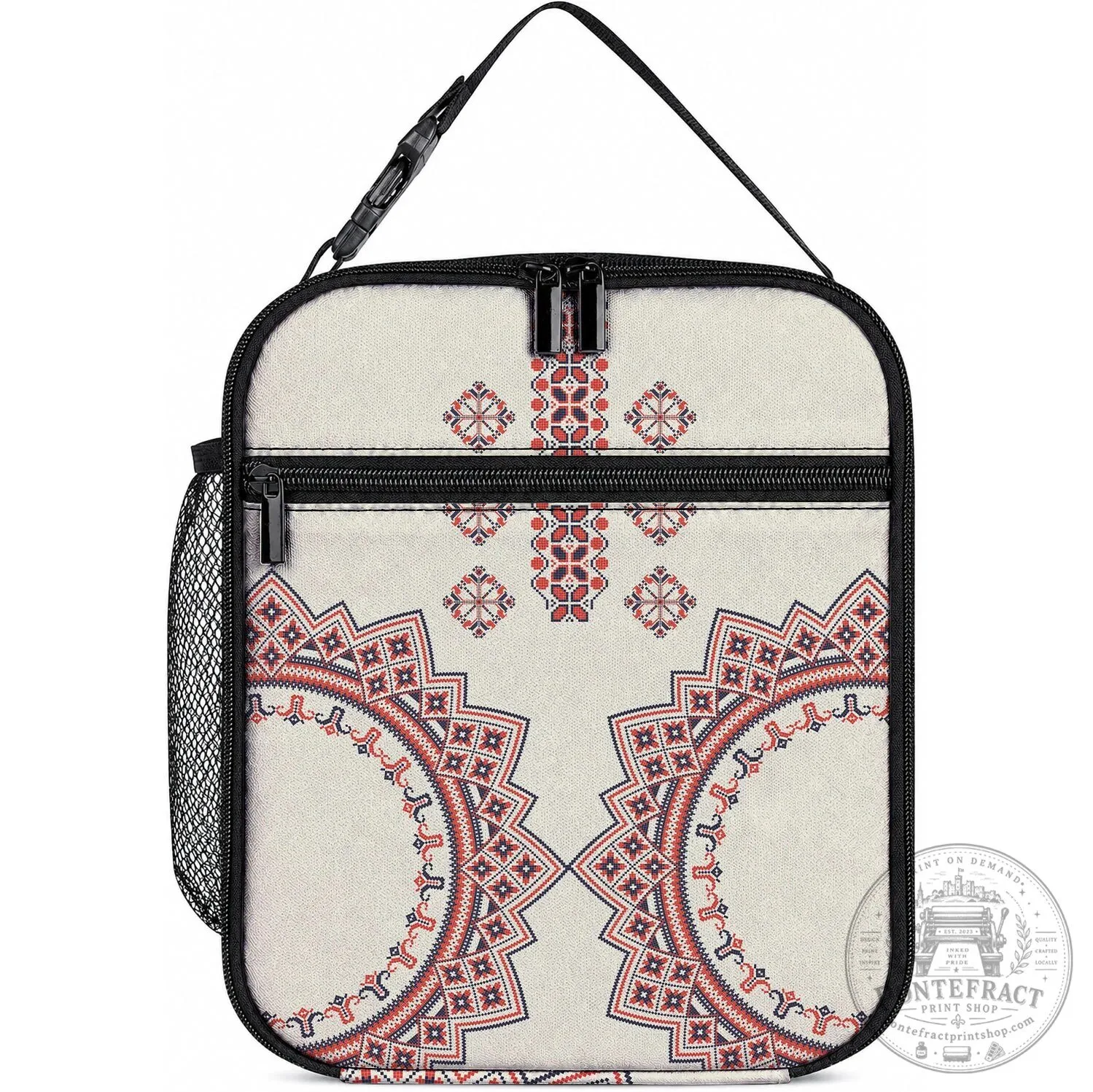 Romanian Traditional Pattern Insulated Lunch Bag with Shoulder Strap 7 Romanian Traditional Pattern Insulated Lunch Bag with Shoulder Strap