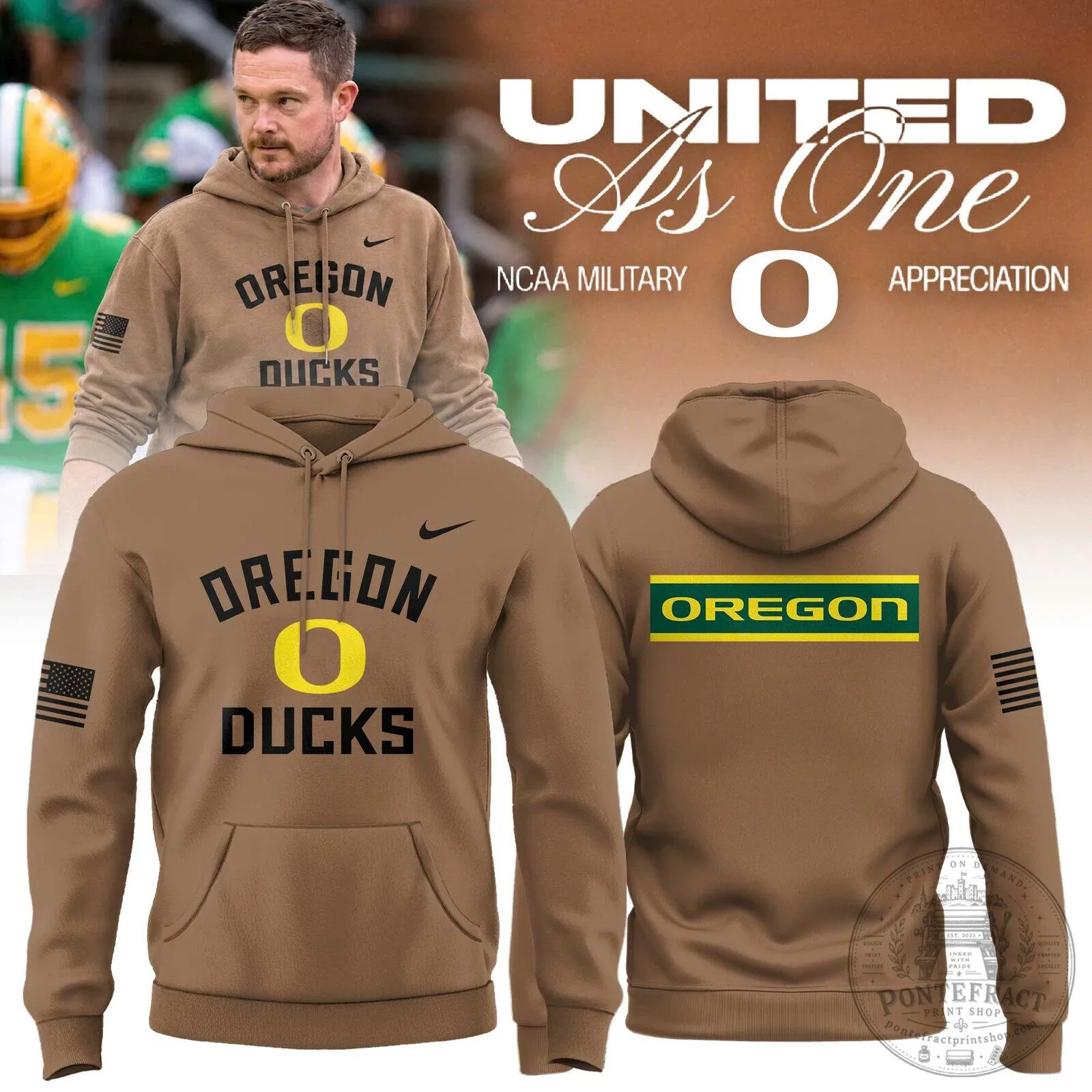 Oregon Ducks Military Appreciation United As One NCAA Hoodie
