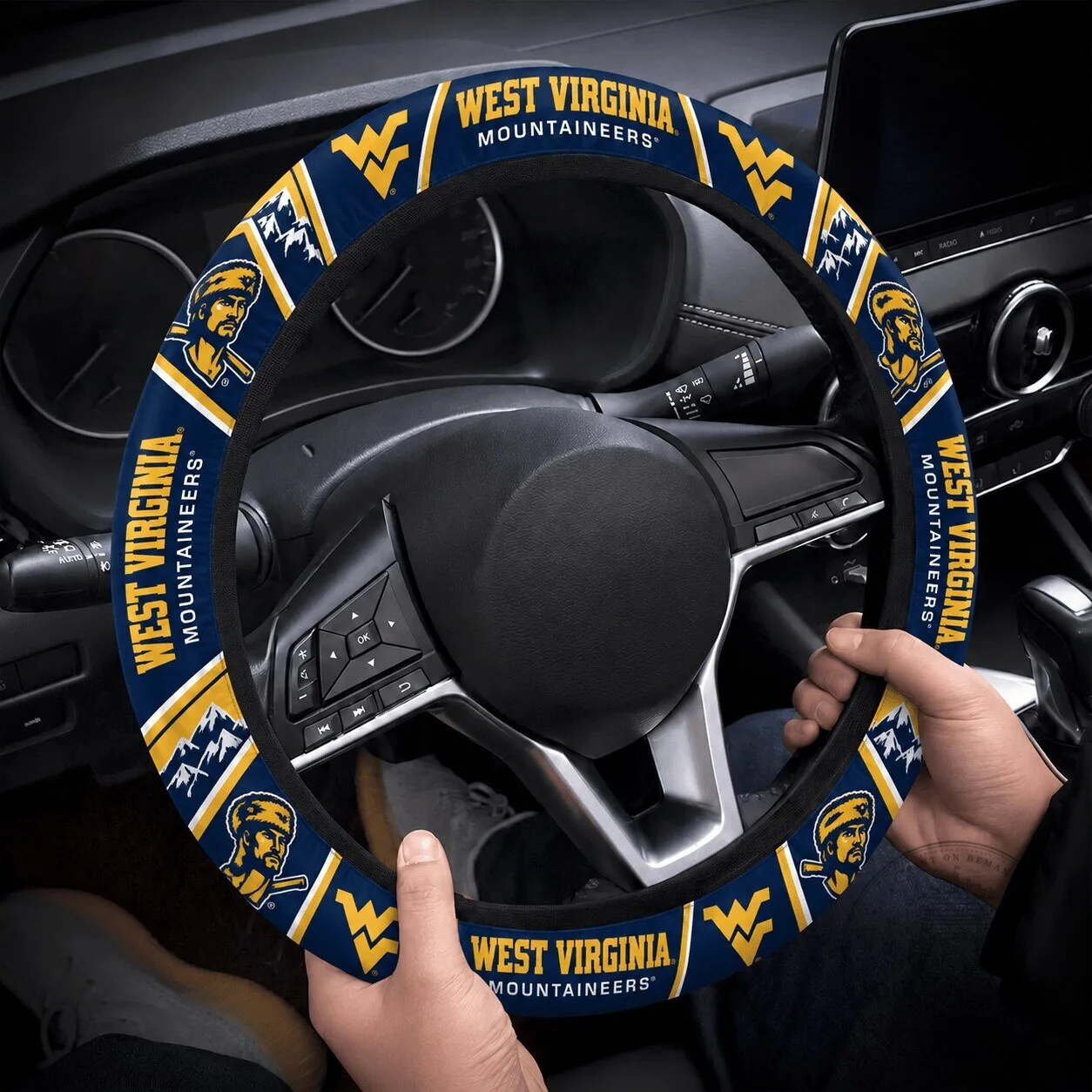 West Virginia Mountaineers College Team Logo Car Steering Wheel Cover
