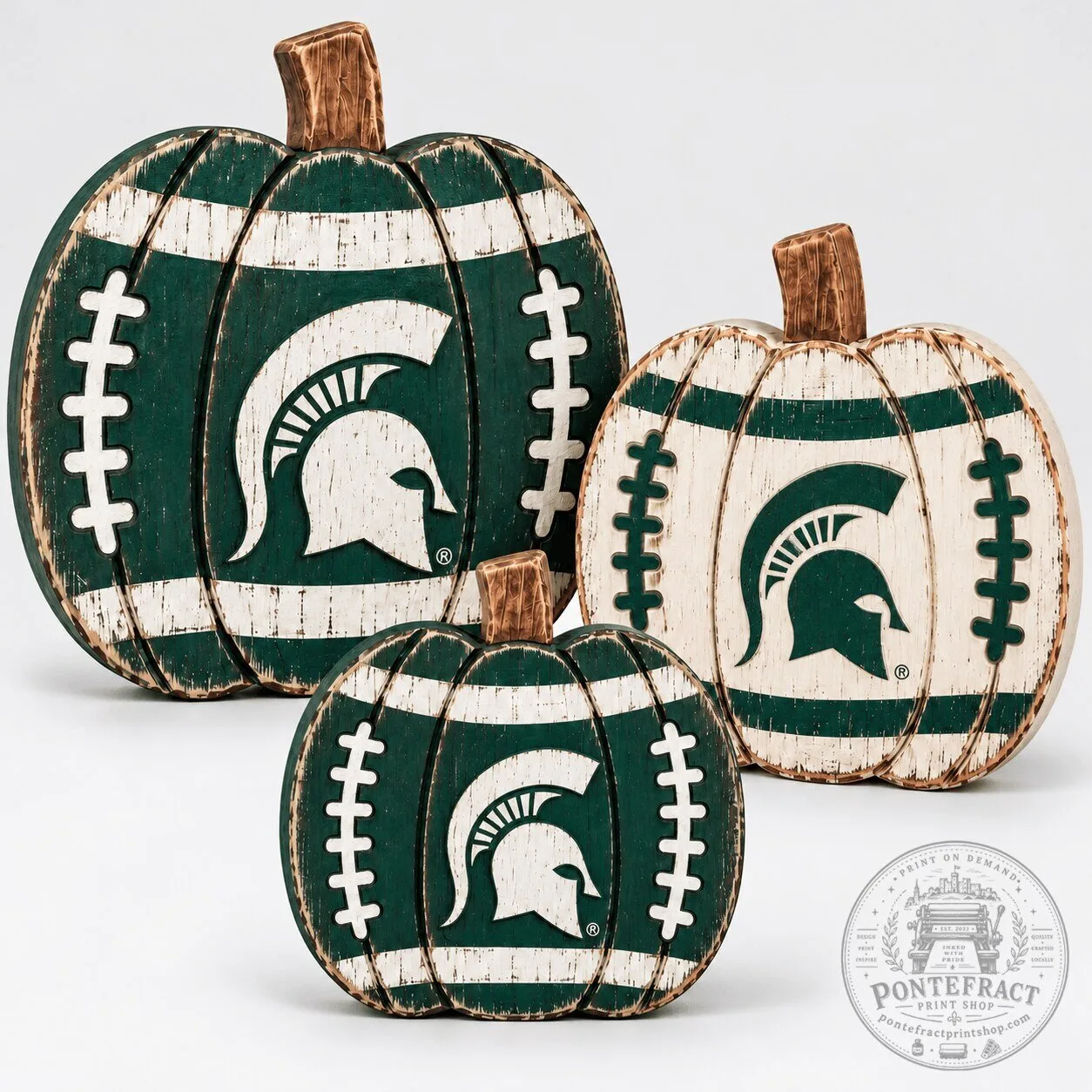 Michigan State Spartans Football Pumpkin Tiered Tray Decor