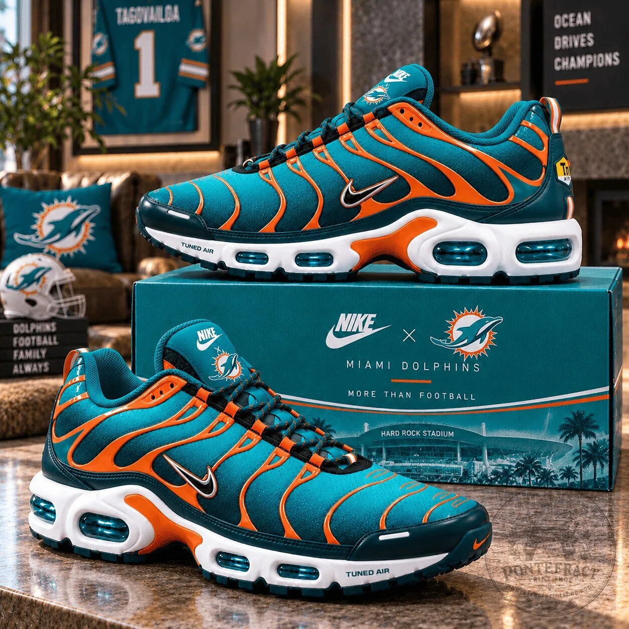 Miami Dolphins Teal and Orange Athletic Running Shoes 2 Miami Dolphins Teal and Orange Athletic Running Shoes