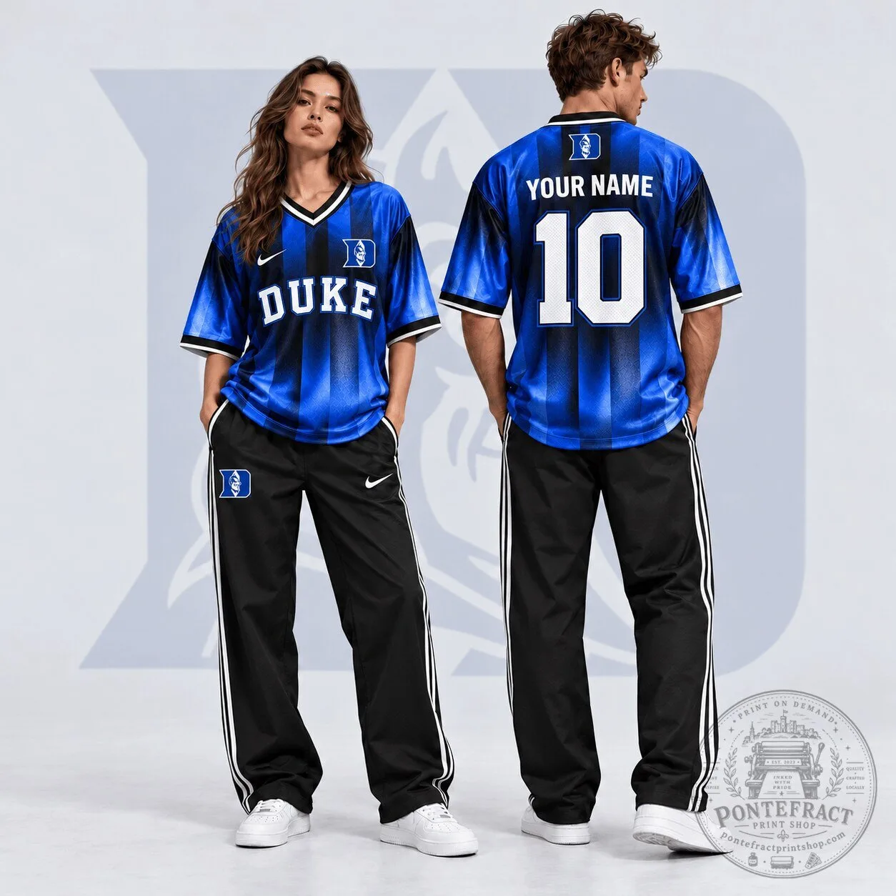 Duke Blue Devils Personalized Gradient V-Neck Football Jersey