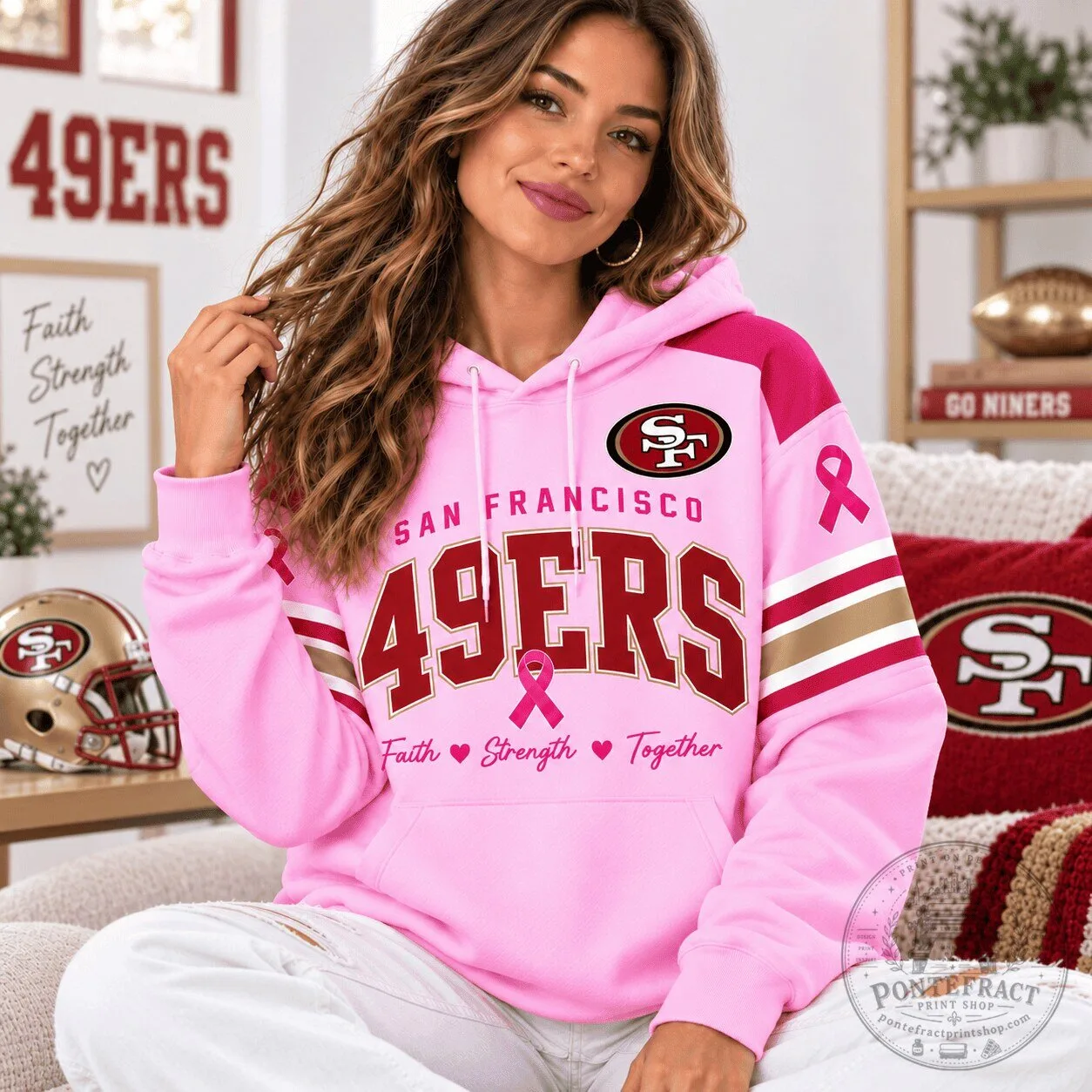 San Francisco 49ers Breast Cancer Awareness Pink Football Fan Hoodie