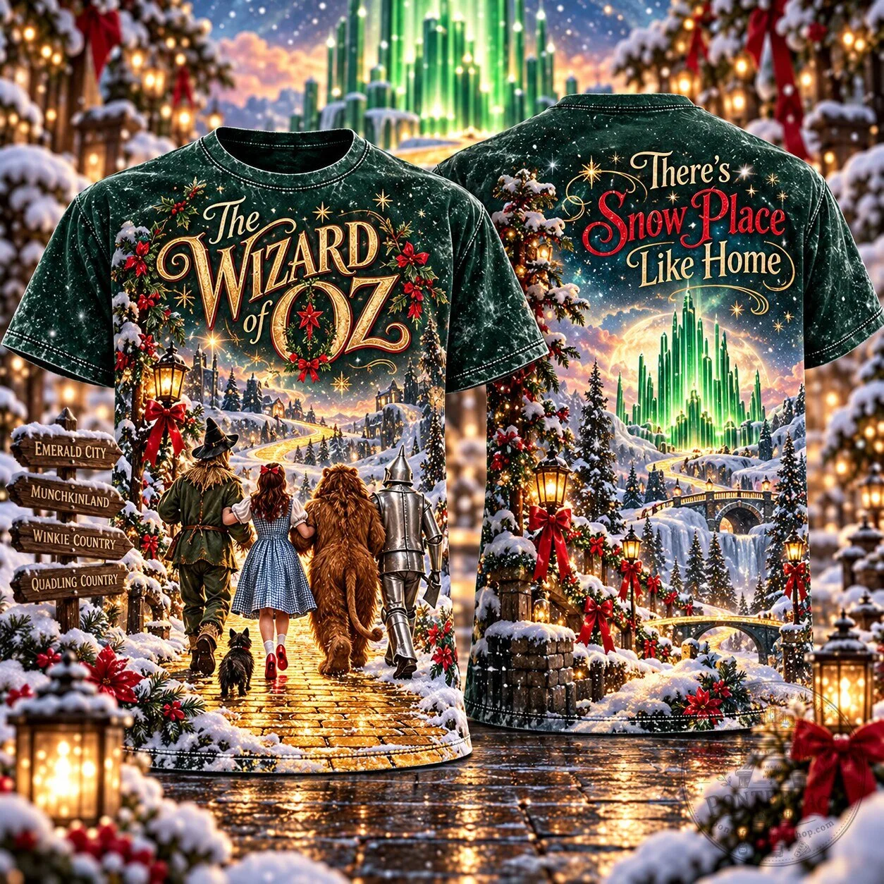 The Wizard of Oz Dorothy Scarecrow Tin Man Cowardly Lion Christmas T-Shirt