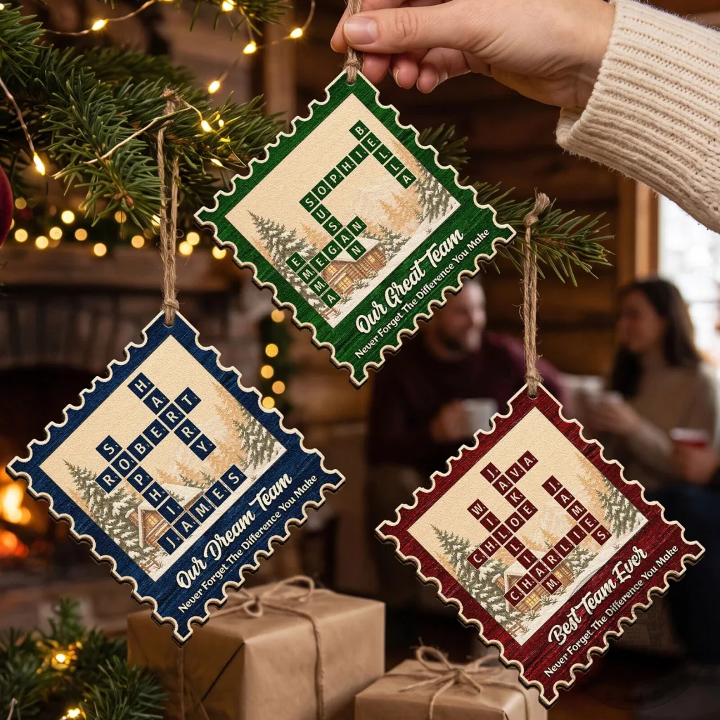 Personalized Team Name Crossword Puzzle Christmas Tree Ornament Personalized Team Name Crossword Puzzle Christmas Tree Ornament