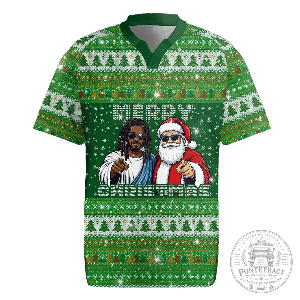 Black Jesus And Santa Claus Merry Christmas Ugly Sweater Baseball Jersey 1 Black Jesus And Santa Claus Merry Christmas Ugly Sweater Baseball Jersey