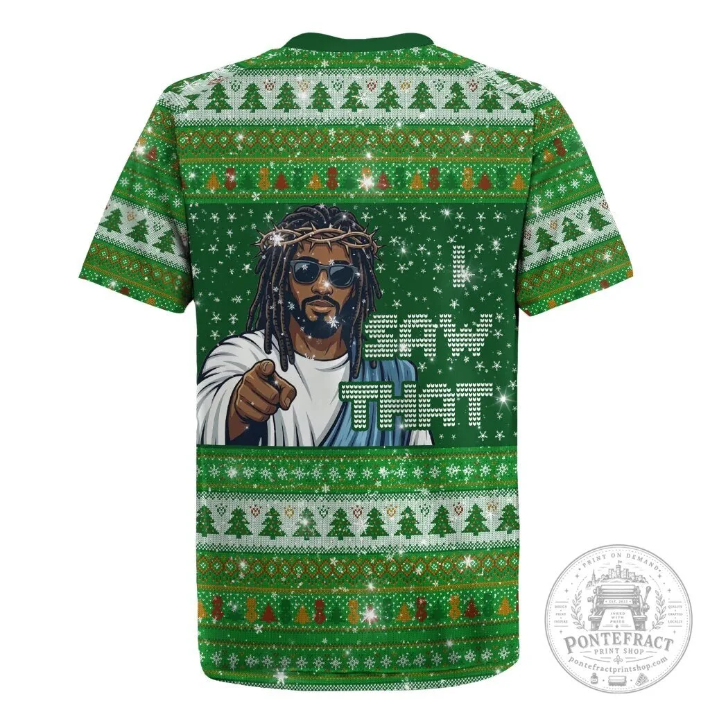 Black Jesus And Santa Claus Merry Christmas Ugly Sweater Baseball Jersey 9 Black Jesus And Santa Claus Merry Christmas Ugly Sweater Baseball Jersey