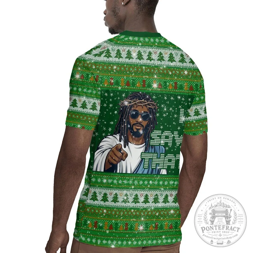 Black Jesus And Santa Claus Merry Christmas Ugly Sweater Baseball Jersey 11 Black Jesus And Santa Claus Merry Christmas Ugly Sweater Baseball Jersey