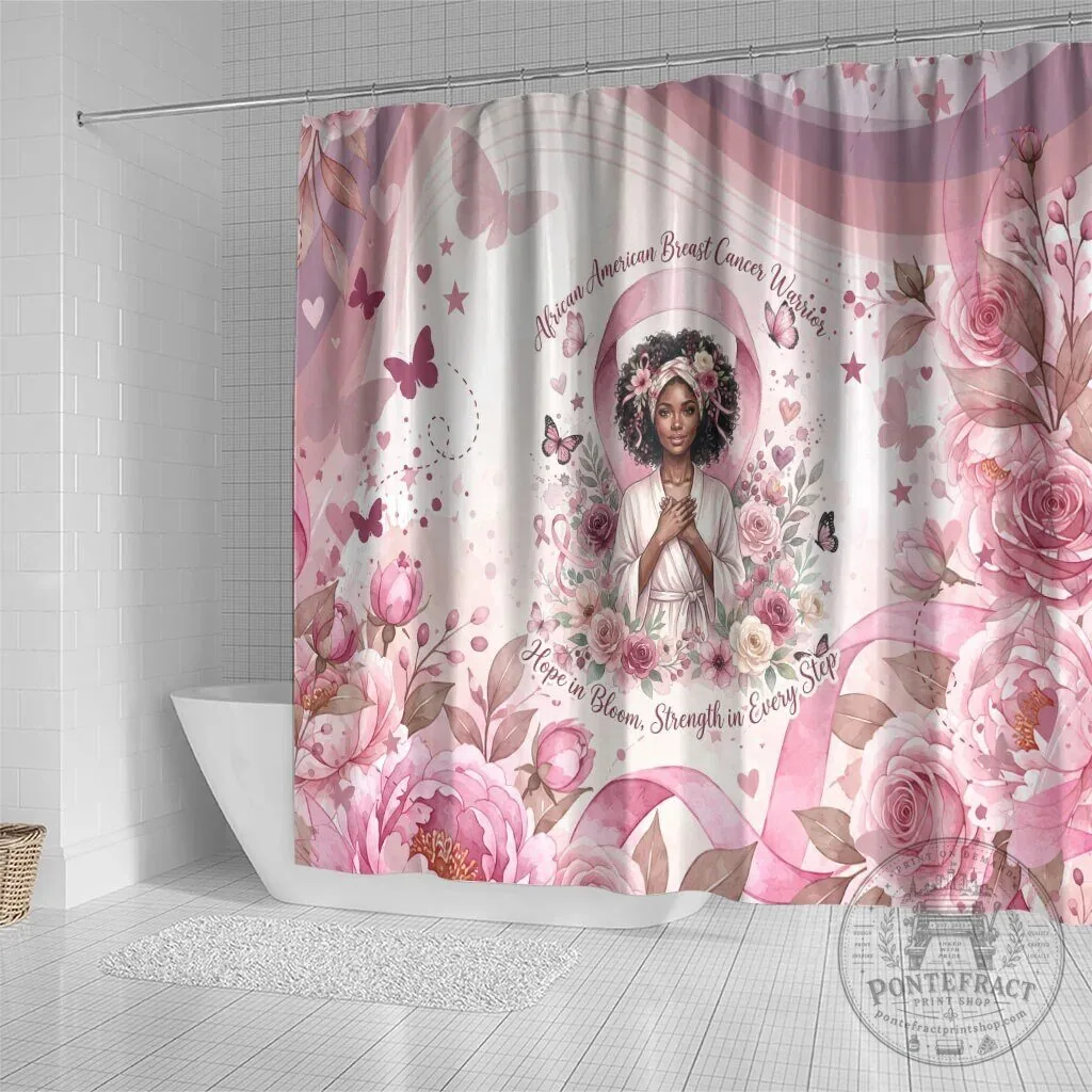 African American Breast Cancer Warrior Pink Ribbon Floral Shower Curtain 7 African American Breast Cancer Warrior Pink Ribbon Floral Shower Curtain