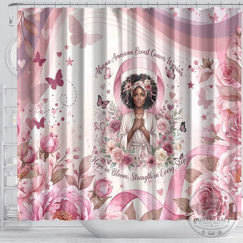 African American Breast Cancer Warrior Pink Ribbon Floral Shower Curtain 8 African American Breast Cancer Warrior Pink Ribbon Floral Shower Curtain