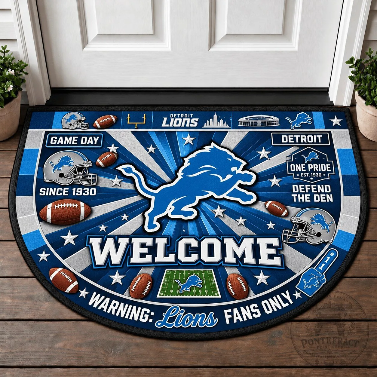 Detroit Lions NFL Welcome Mat for Football Fans - Game Day Home Decor Doormat