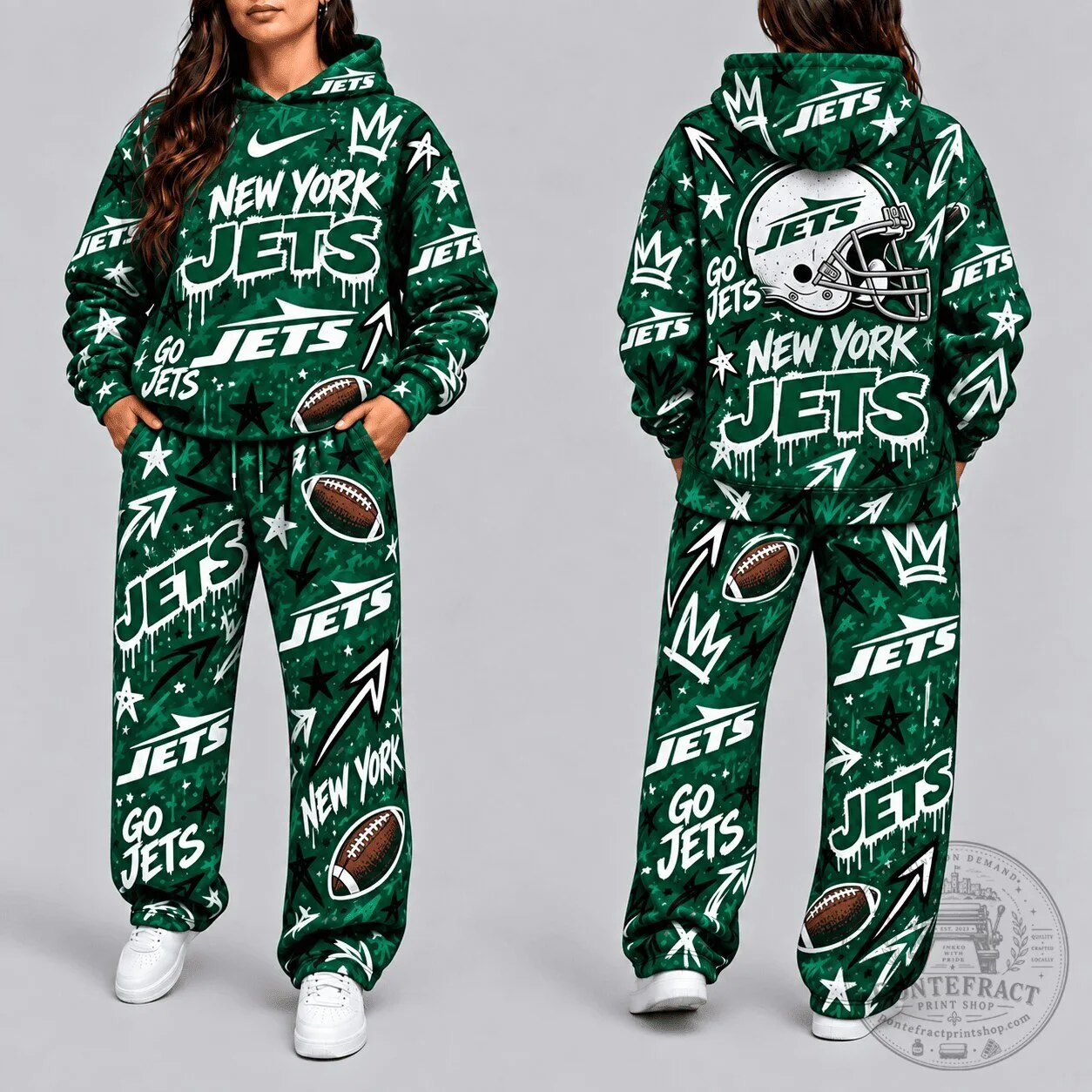 New York Jets Graffiti Style Football Hoodie