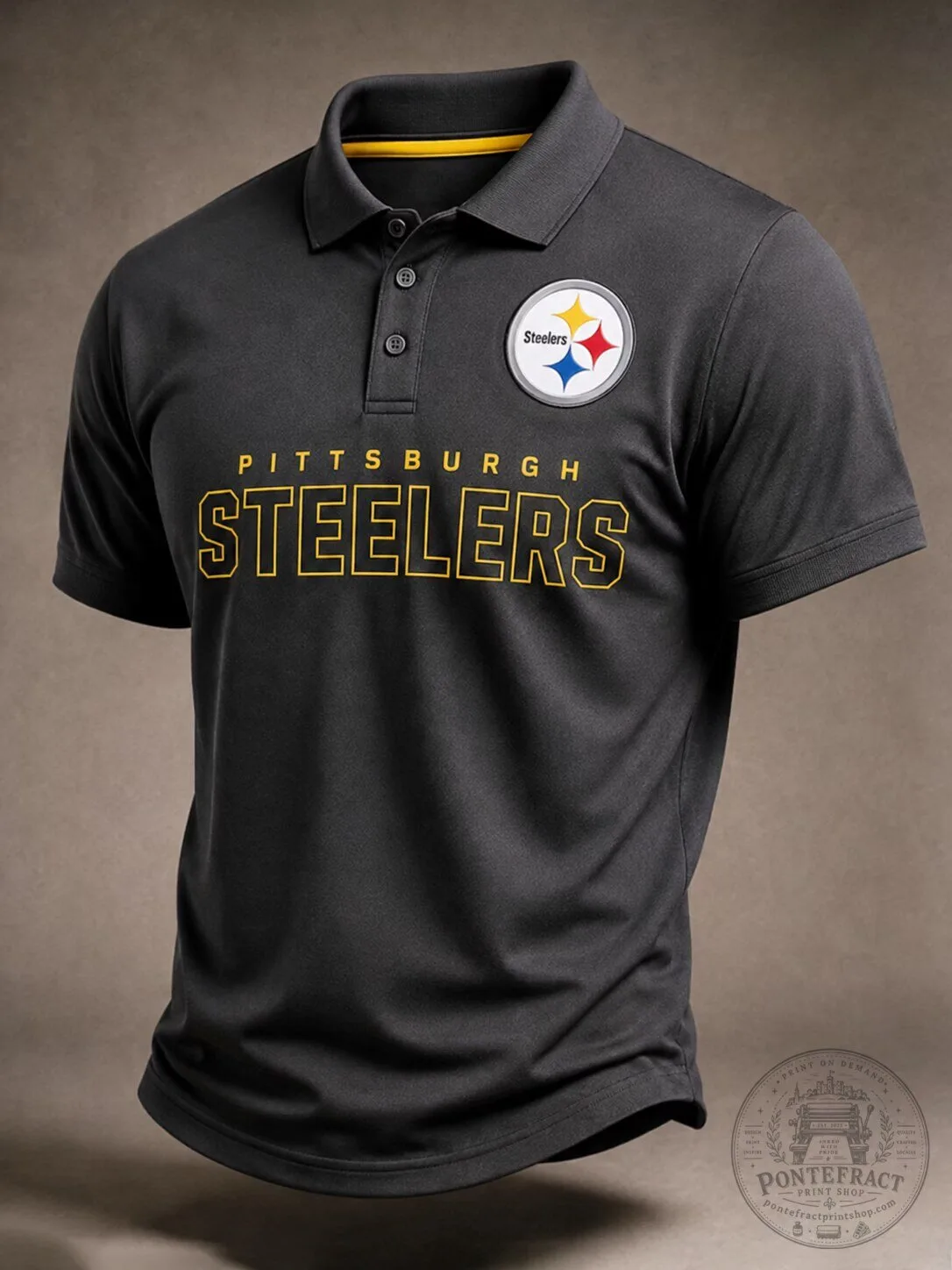 Pittsburgh Steelers NFL Football Team Logo Black Men's Polo Shirt 7 Pittsburgh Steelers NFL Football Team Logo Black Men's Polo Shirt