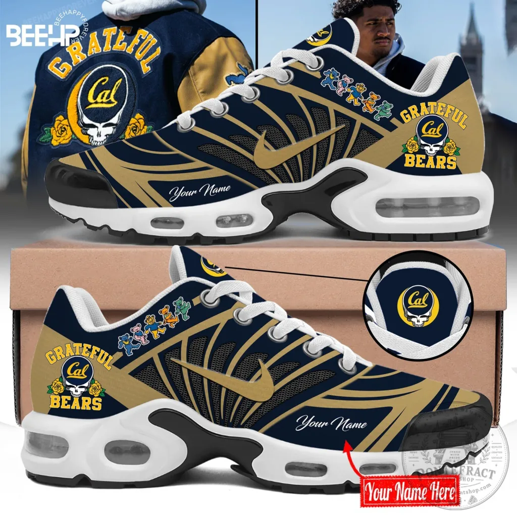Custom Name Running Shoes featuring Grateful Dead and California Golden Bears Design Custom Name Running Shoes featuring Grateful Dead and California Golden Bears Design