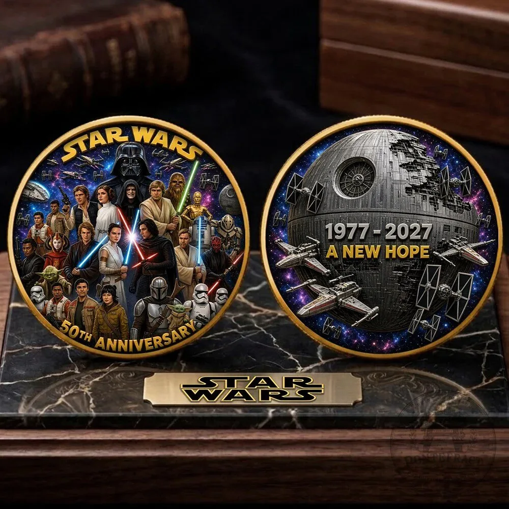 Star Wars 50th Anniversary Commemorative Coin with Death Star Design