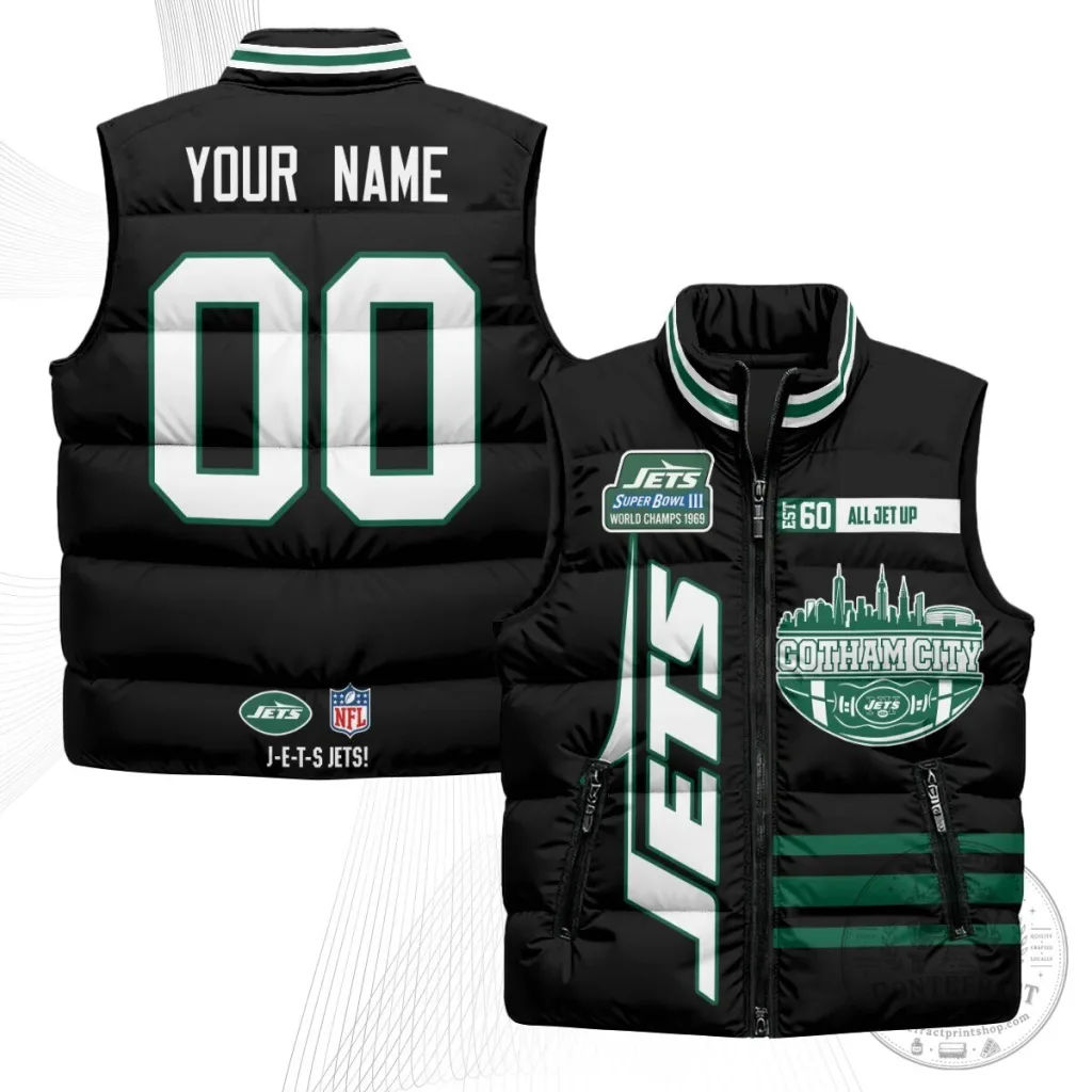New York Jets Super Bowl III World Champions 1969 Puffer Vest New York Jets Super Bowl III World Champions 1969 Puffer Vest
