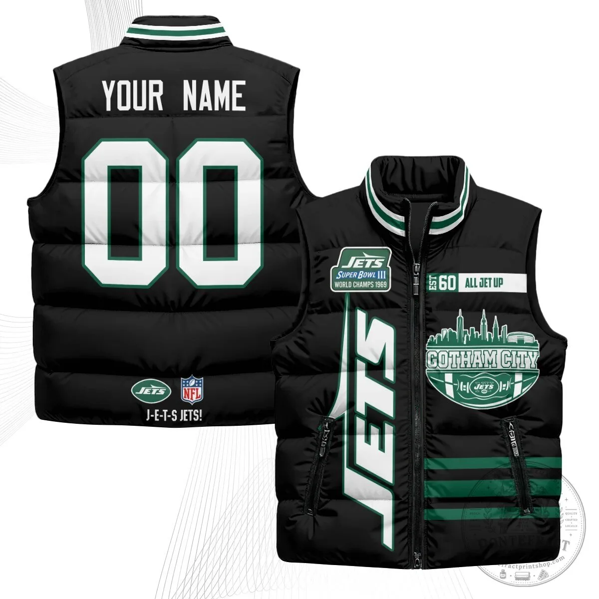 New York Jets Super Bowl III World Champions 1969 Puffer Vest
