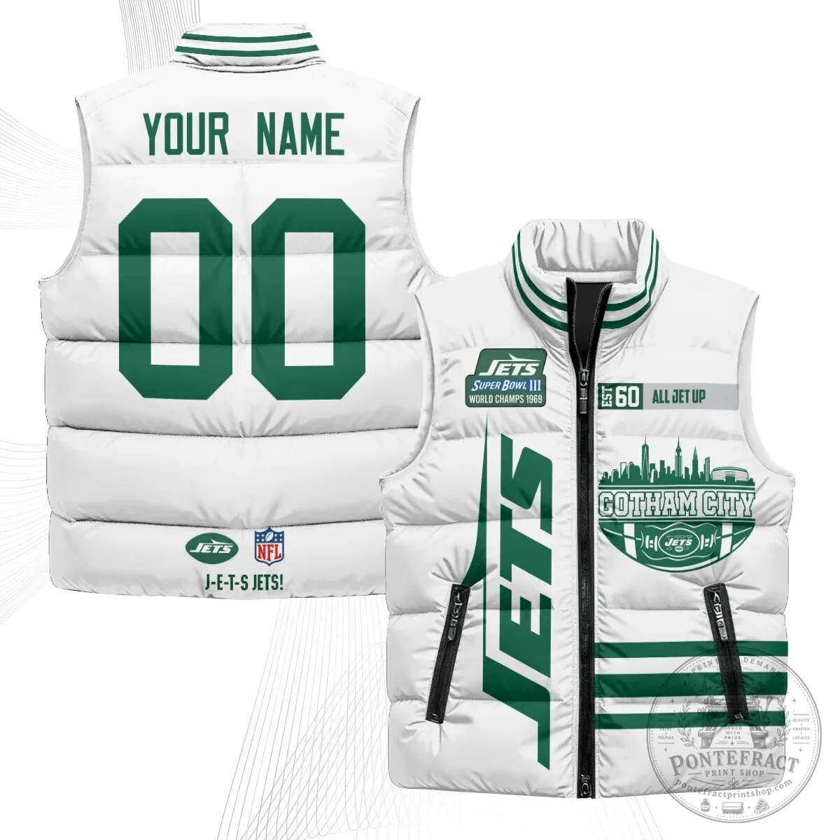 New York Jets Super Bowl III World Champions 1969 Puffer Vest 8 New York Jets Super Bowl III World Champions 1969 Puffer Vest