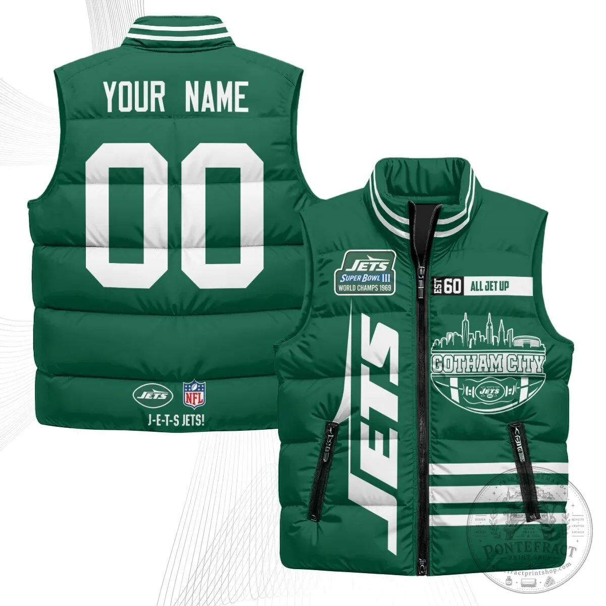 New York Jets Super Bowl III World Champions 1969 Puffer Vest 9 New York Jets Super Bowl III World Champions 1969 Puffer Vest