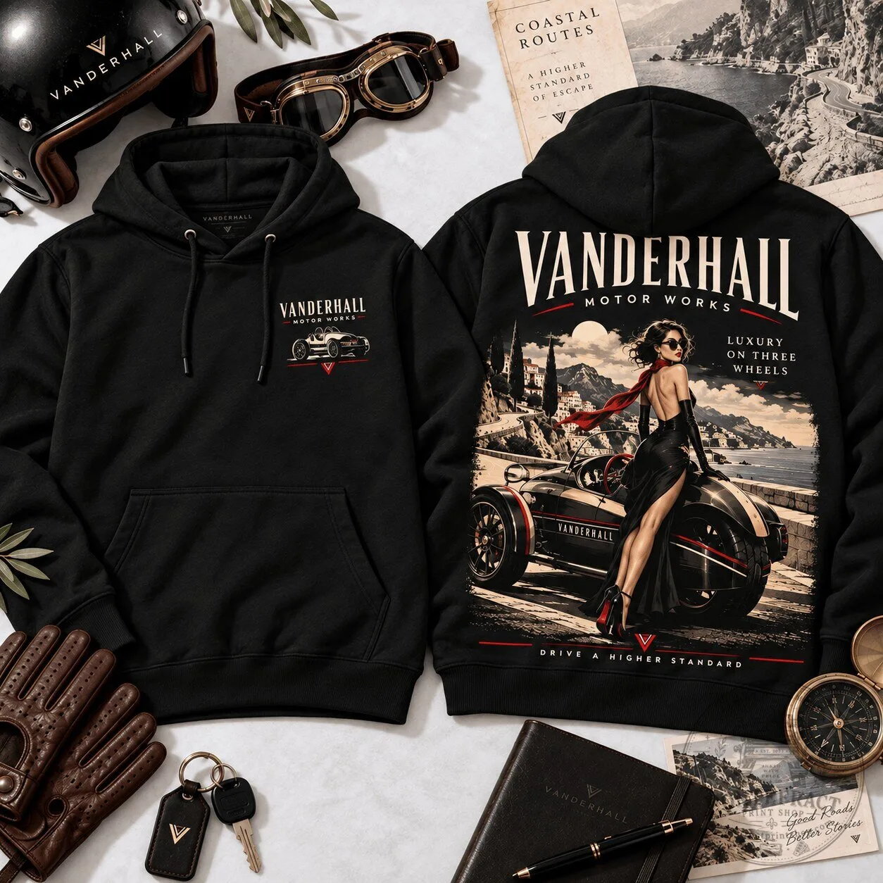 Vanderhall Motor Works Luxury On Three Wheels Classic Car Enthusiast Hoodie 7 Vanderhall Motor Works Luxury On Three Wheels Classic Car Enthusiast Hoodie