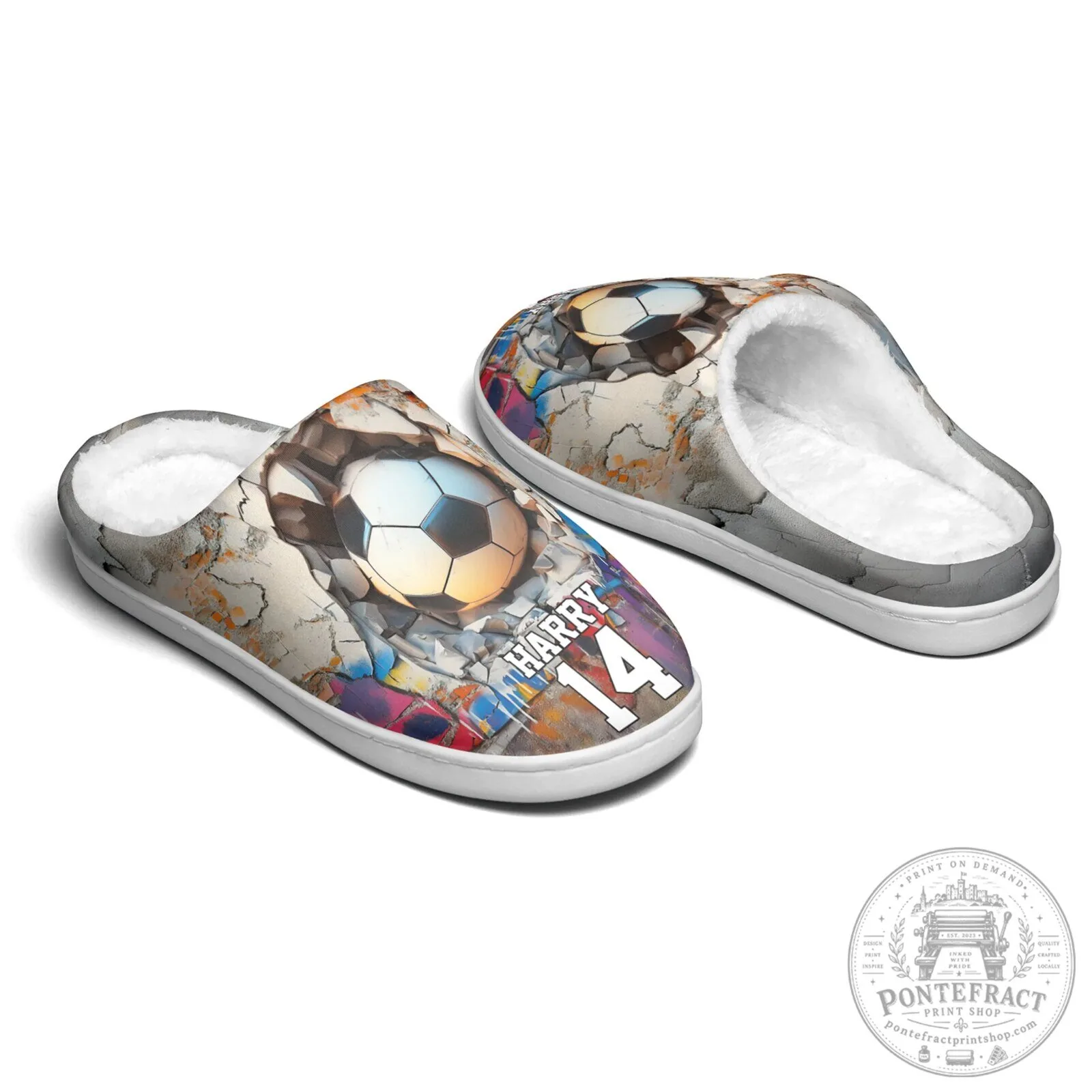 Personalized Soccer Ball Player Name and Number Custom Slippers 20 Personalized Soccer Ball Player Name and Number Custom Slippers
