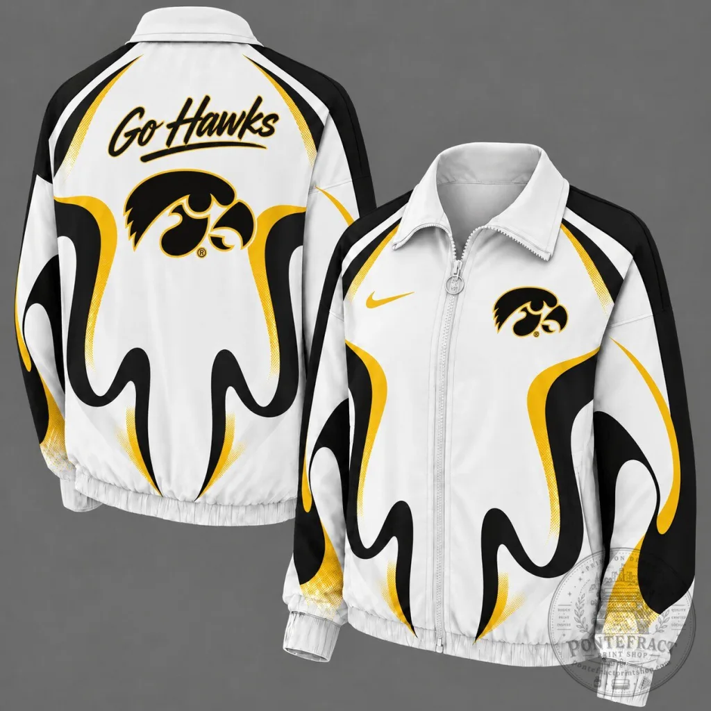 Iowa Hawkeyes Retro Flame Design Full-Zip Windbreaker Jacket Iowa Hawkeyes Retro Flame Design Full-Zip Windbreaker Jacket