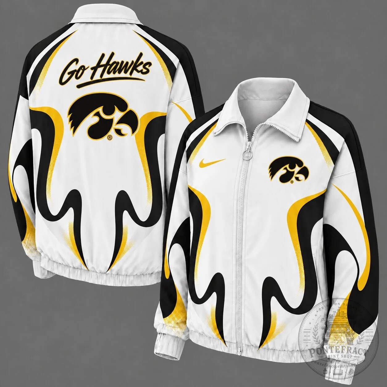 Iowa Hawkeyes Retro Flame Design Full-Zip Windbreaker Jacket