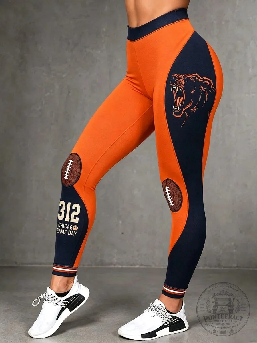 Chicago Bears Football Game Day Women's Orange and Navy Leggings 1 Chicago Bears Football Game Day Women's Orange and Navy Leggings