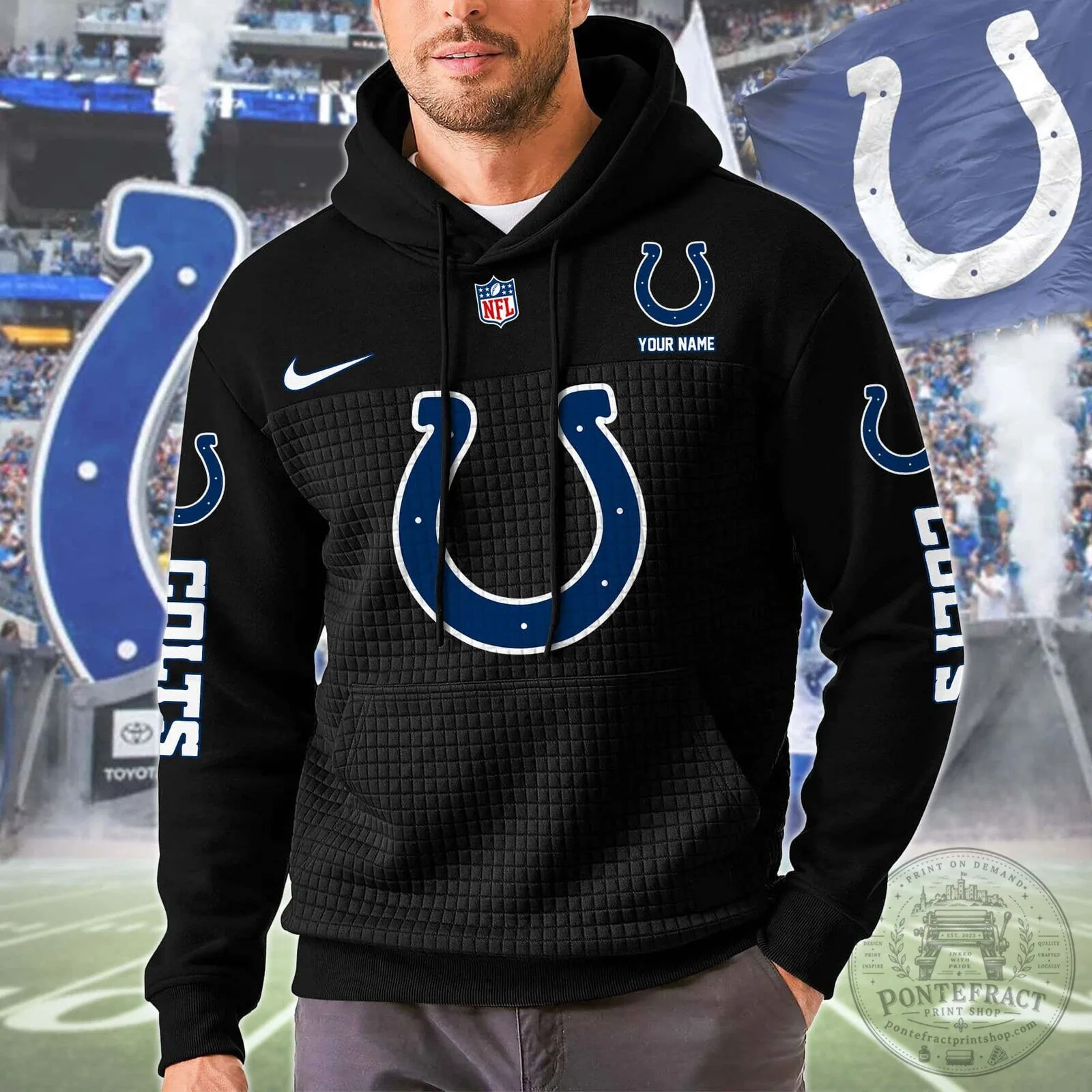 Indianapolis Colts Personalized Color Block Pullover Hoodie 12 Indianapolis Colts Personalized Color Block Pullover Hoodie