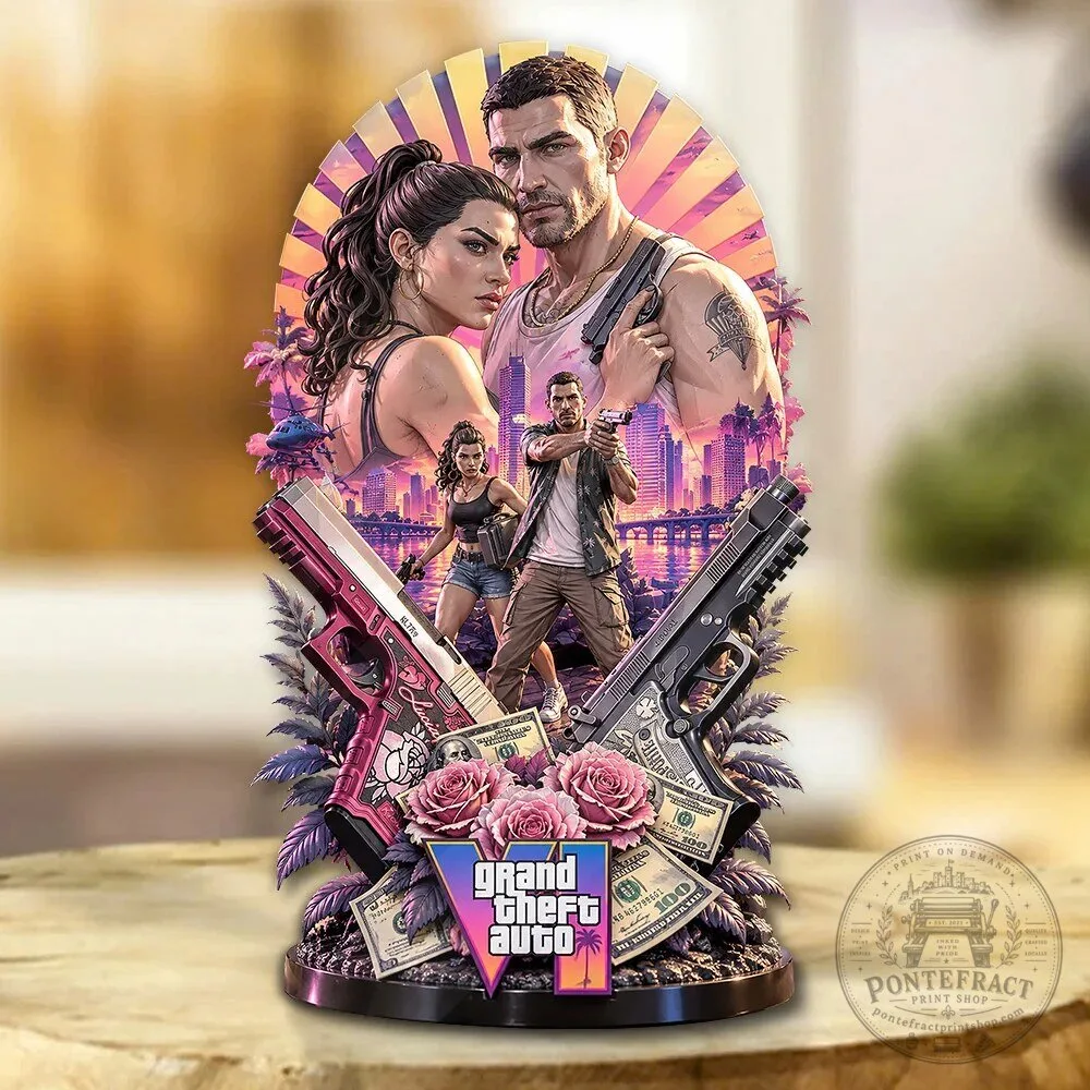 Grand Theft Auto VI Video Game Lucia Jason Acrylic Plaque Tabletop Decor 3 Grand Theft Auto VI Video Game Lucia Jason Acrylic Plaque Tabletop Decor