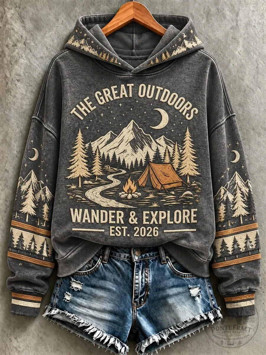 The Great Outdoors Wander Explore Camping Mountain Forest Hoodie