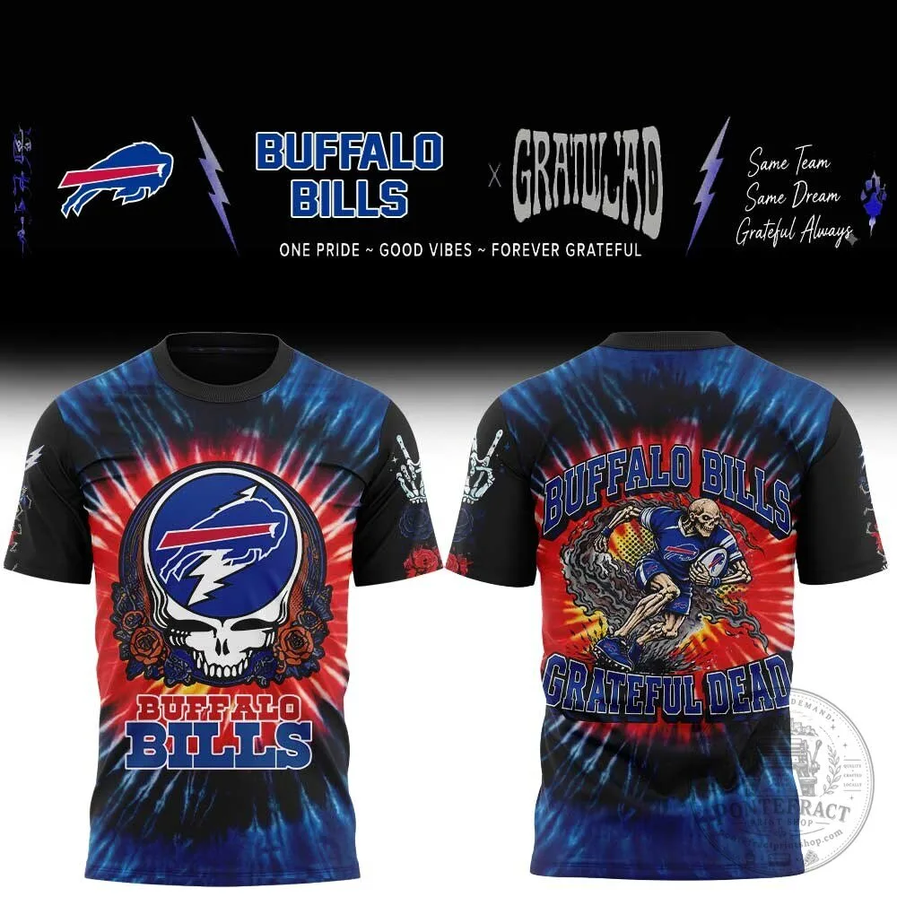 Buffalo Bills Grateful Dead Steal Your Face Skull Tie-Dye T-Shirt