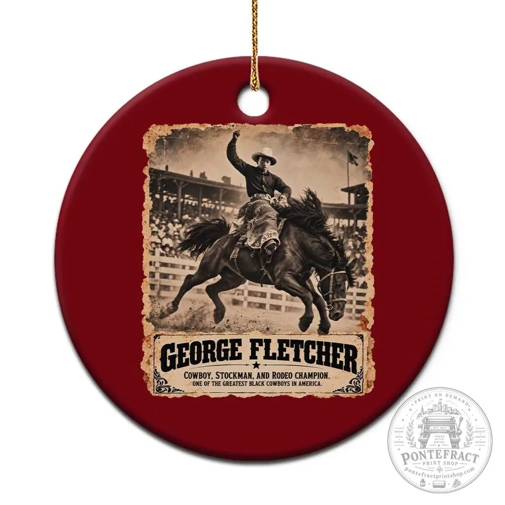 George Fletcher Black Cowboy Rodeo Champion Vintage Western Ceramic Ornament