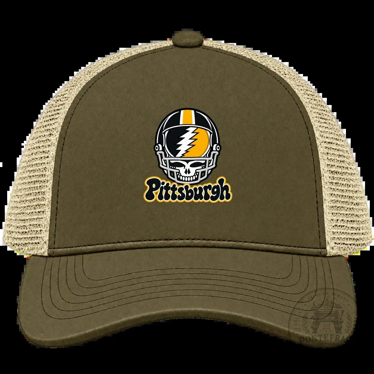 Pittsburgh Steelers Grateful Dead Stealie Skull Football Helmet Trucker Hat