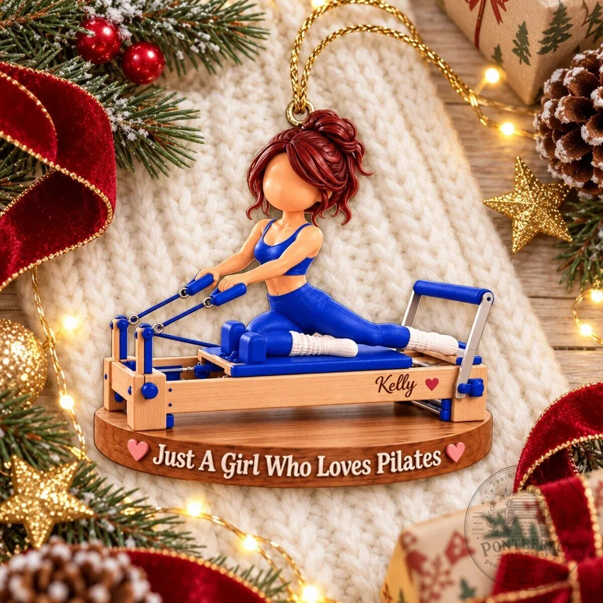 Personalized Pilates Reformer Girl Christmas Ornament with Custom Name Keepsake Gift 9 Personalized Pilates Reformer Girl Christmas Ornament with Custom Name Keepsake Gift