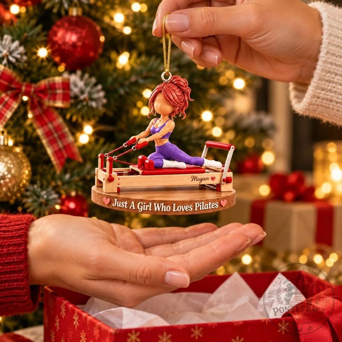 Personalized Pilates Reformer Girl Christmas Ornament with Custom Name Keepsake Gift 13 Personalized Pilates Reformer Girl Christmas Ornament with Custom Name Keepsake Gift