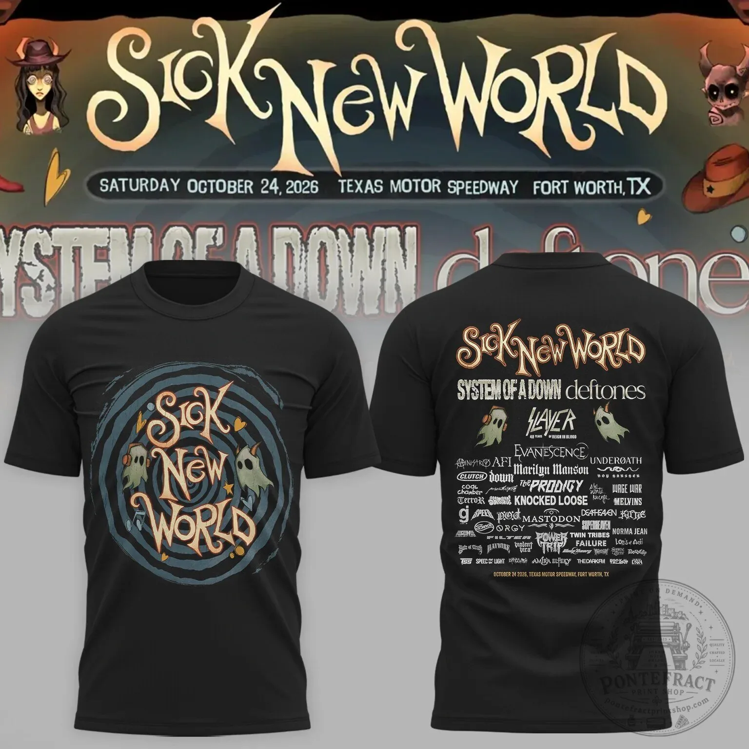 Sick New World Festival 2026 Band Lineup Black T-Shirt